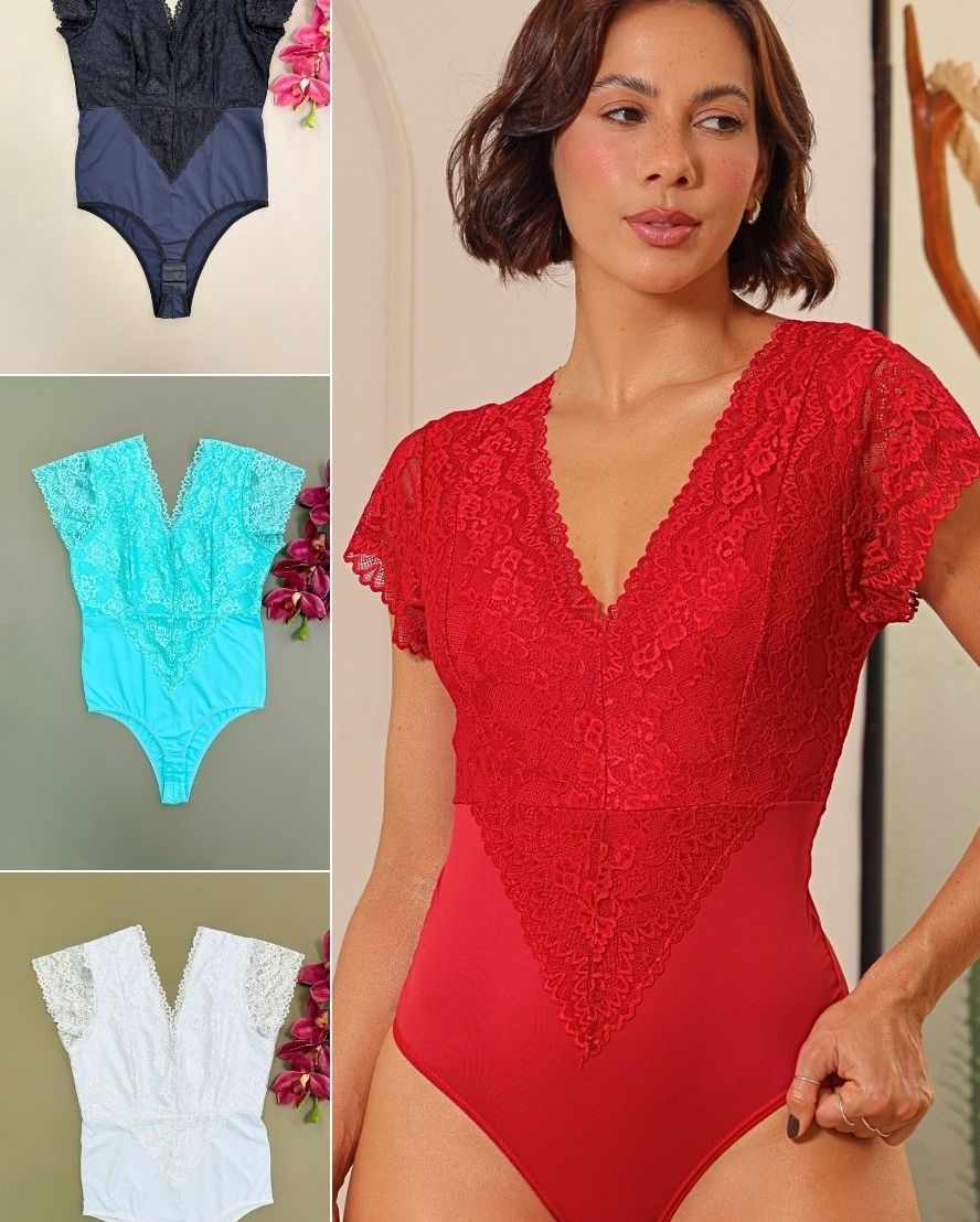 LN91 BODY EM RENDA E MICROFIBRA S BOJO JUSSILY